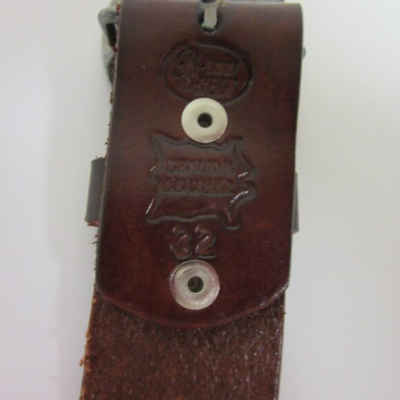 B Low the Belt Brown Leather Belt Size 32 with Buckle - Picture 3 of 6